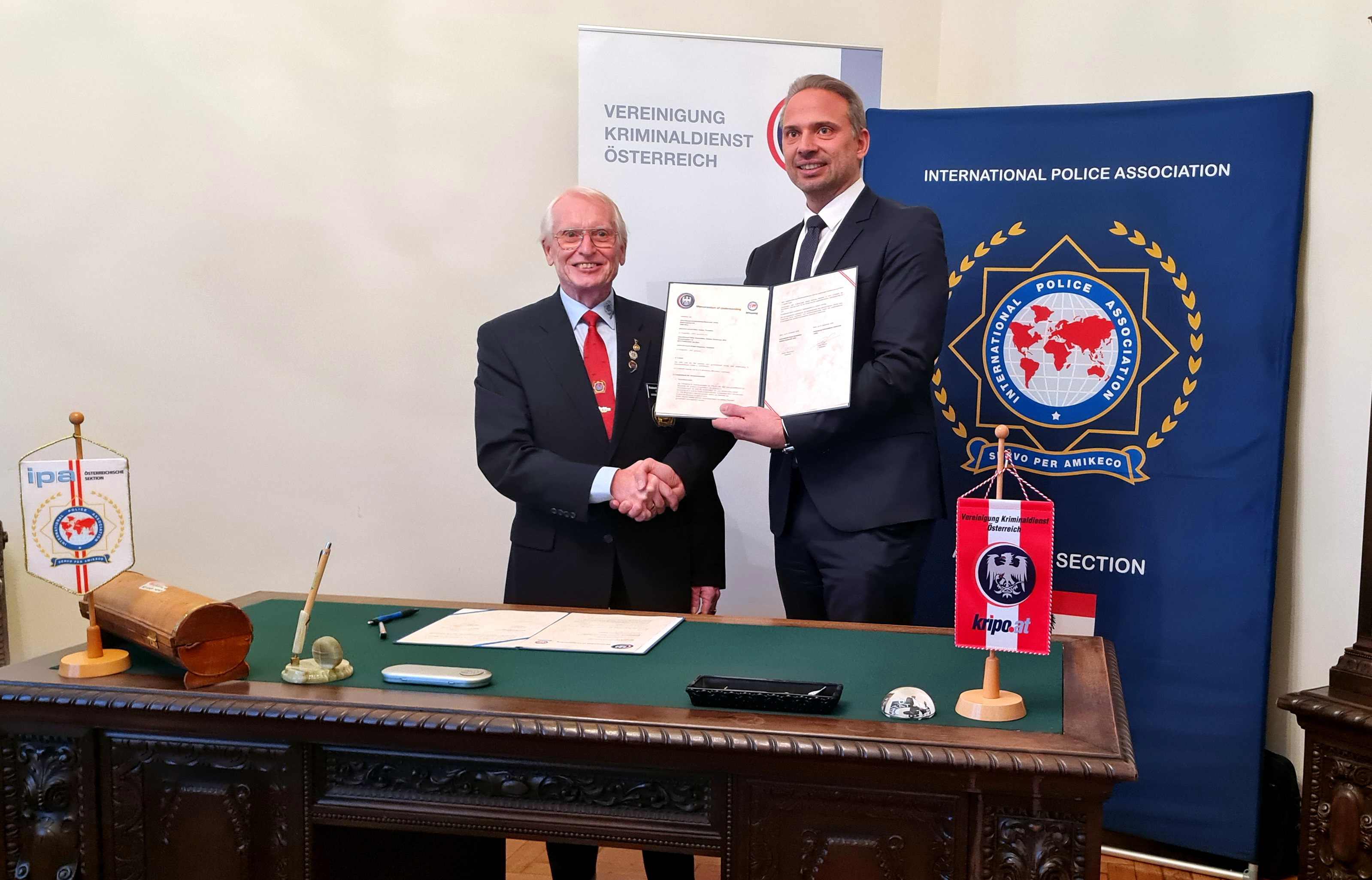 Freundschaftsvertrag zwischen der Vereinigung Kriminaldienst Österreich (VKÖ) und der International Police Association, Österreichische Sektion (IPA)